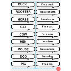 Farm Animals TV - 9 flashcards wraz z podpisami trzy rodzaje w wersji PDF