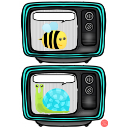 Bugs TV - 9 flashcards wraz z podpisami trzy rodzaje w wersji PDF