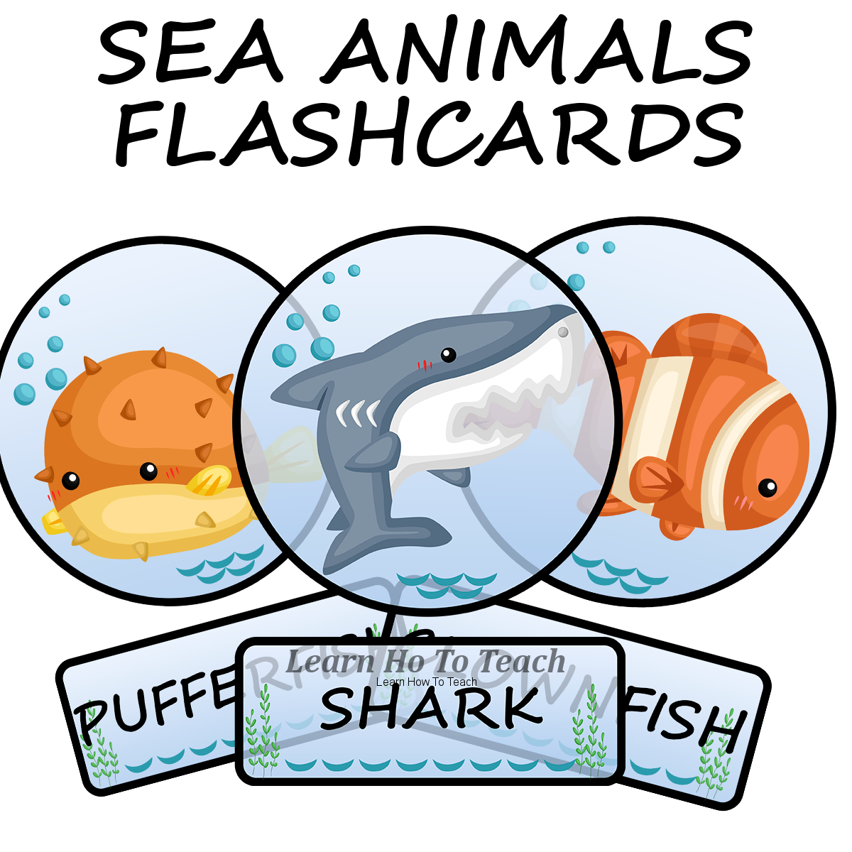 Sea Animals flashcards wraz z podpisami w wersji PDF